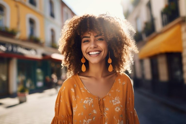 Woman outside smiling